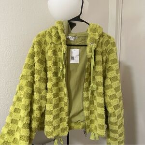 Forever 21 Green Checkered Fuzzy Bomber Jacket SOLD